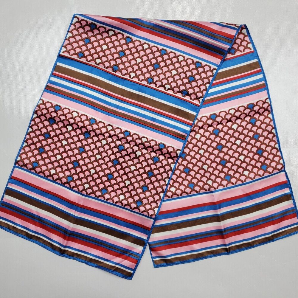 Specialty House Rectangle Scarf Poly Japan Scales‎ And Stripes Pink Blue 43x13